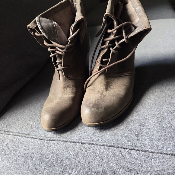 Tesori Brown Lace-Up Wedge Boots - Picture 3 of 6